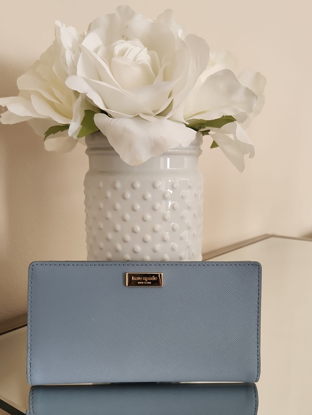 Kate Spade Light Blue Saffiano Leather Zip Wallet 🩵